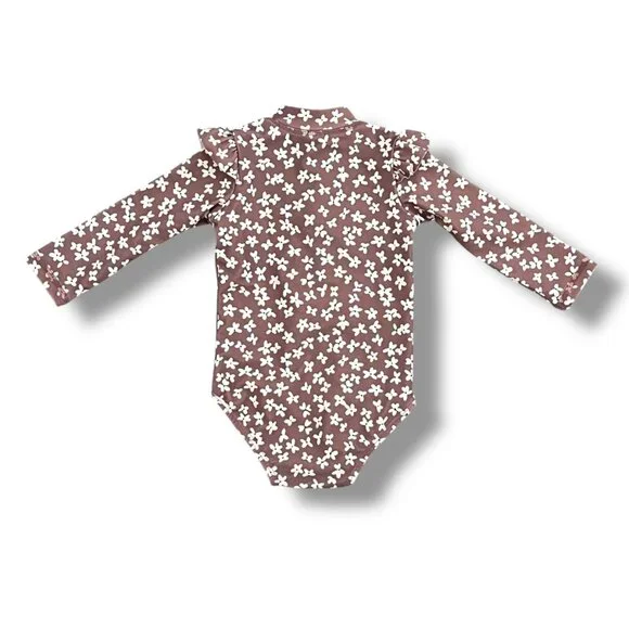 Quincy Mae Summer Bloom Rashguard One-Piece Swimsuit Size 3-6M - Picture 5 of 5